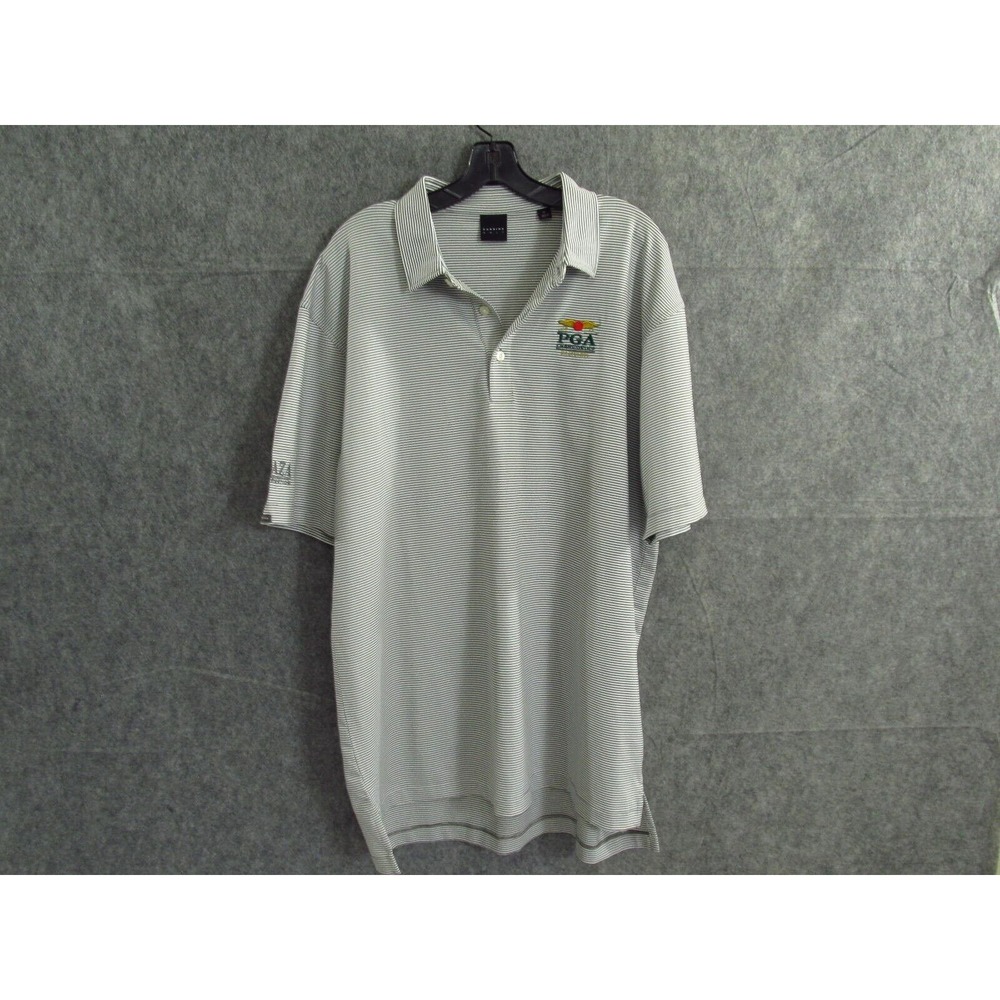 Dunning Golf Men's Polo Shirt XLarge Gray Striped Sports Club PGA Championship